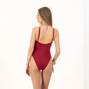 Clifton One Piece Swimsuit Sangria Burgandy Shimmer