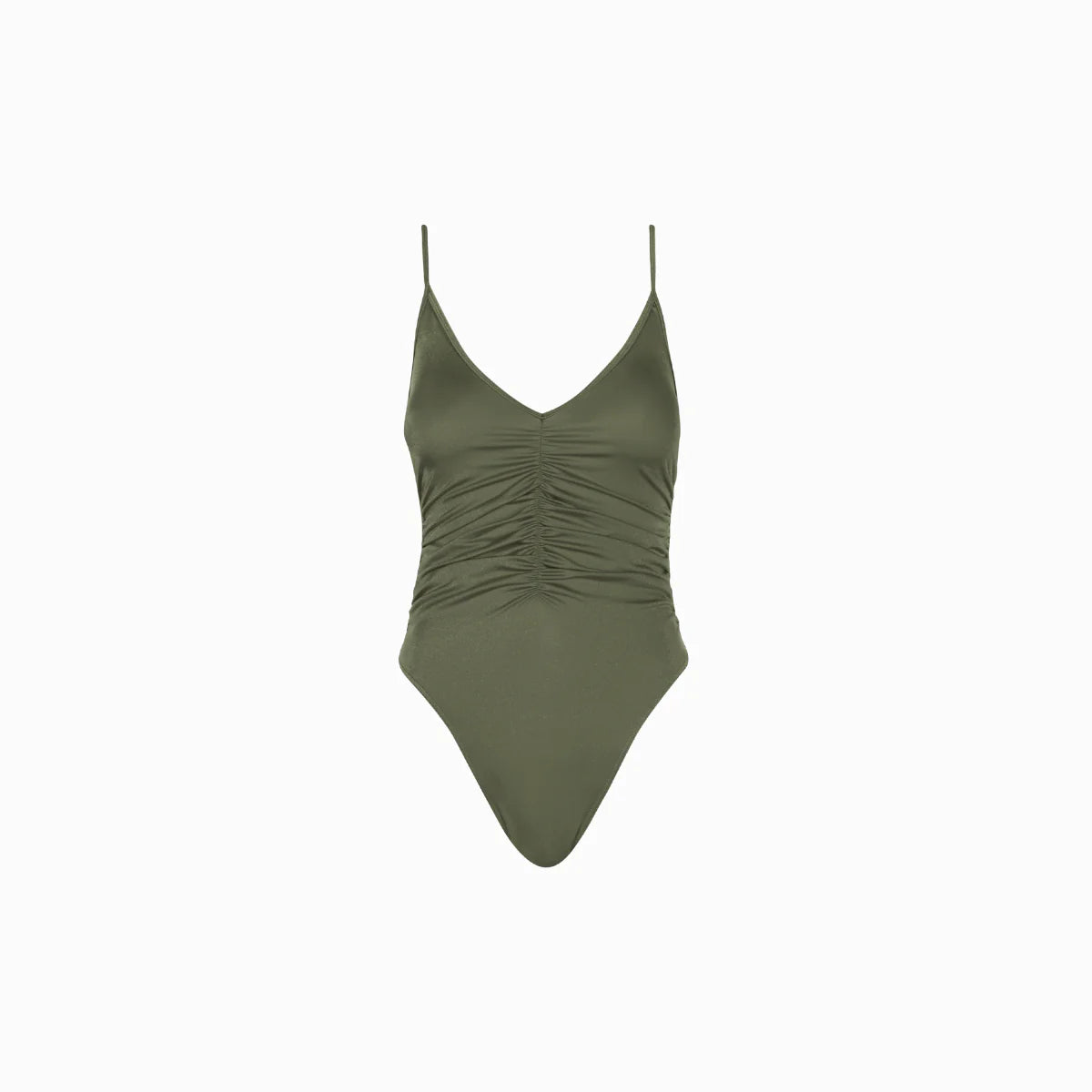 The Shaye Ruched One Piece Swimsuit Moss Glimmer