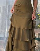 Anara Frill Maxi Dress Olive Éclat