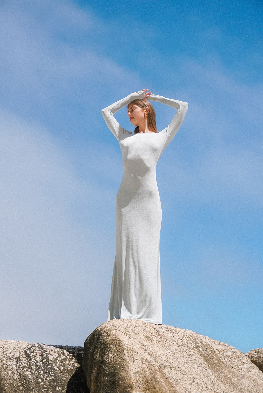 Isola Backless Maxi Dress White