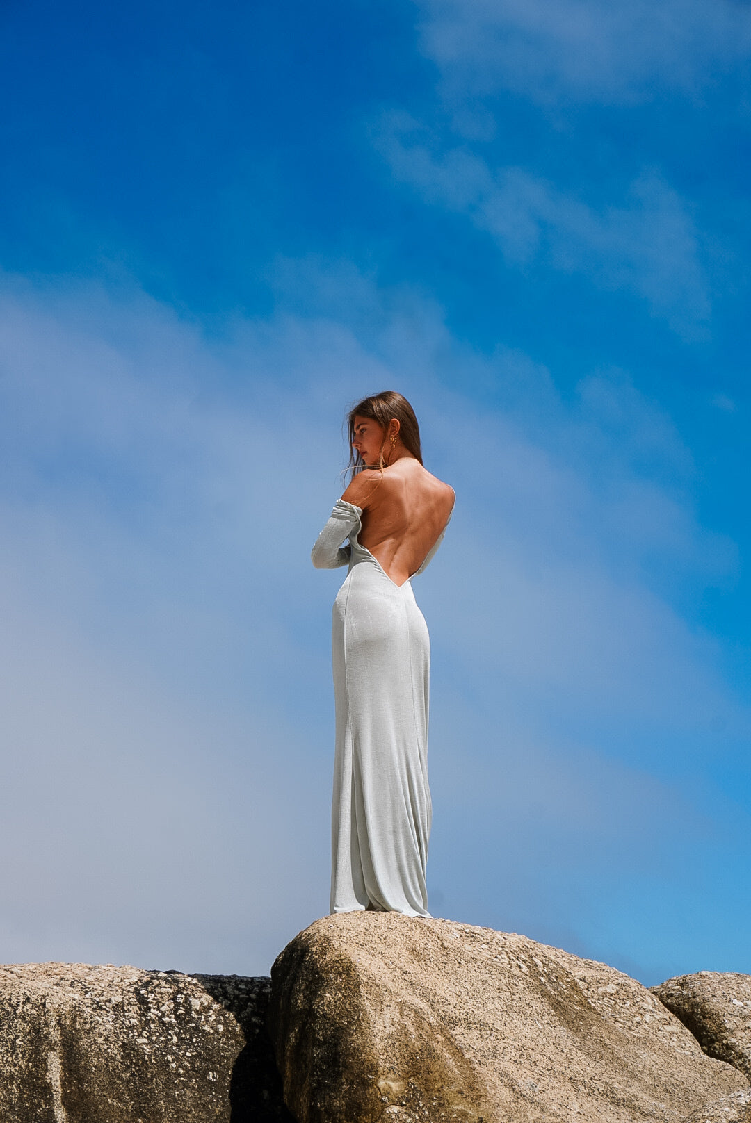 Isola Backless Maxi Dress White