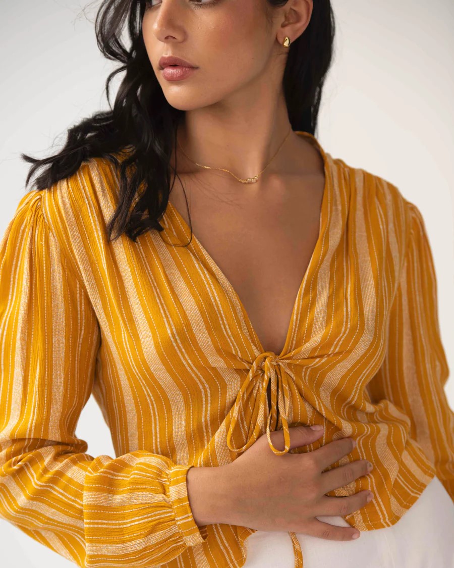 The Aida Top Mustard Stripes