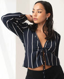 The Aida Top Navy Stripes