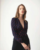 The Aida Top Navy Polkadot