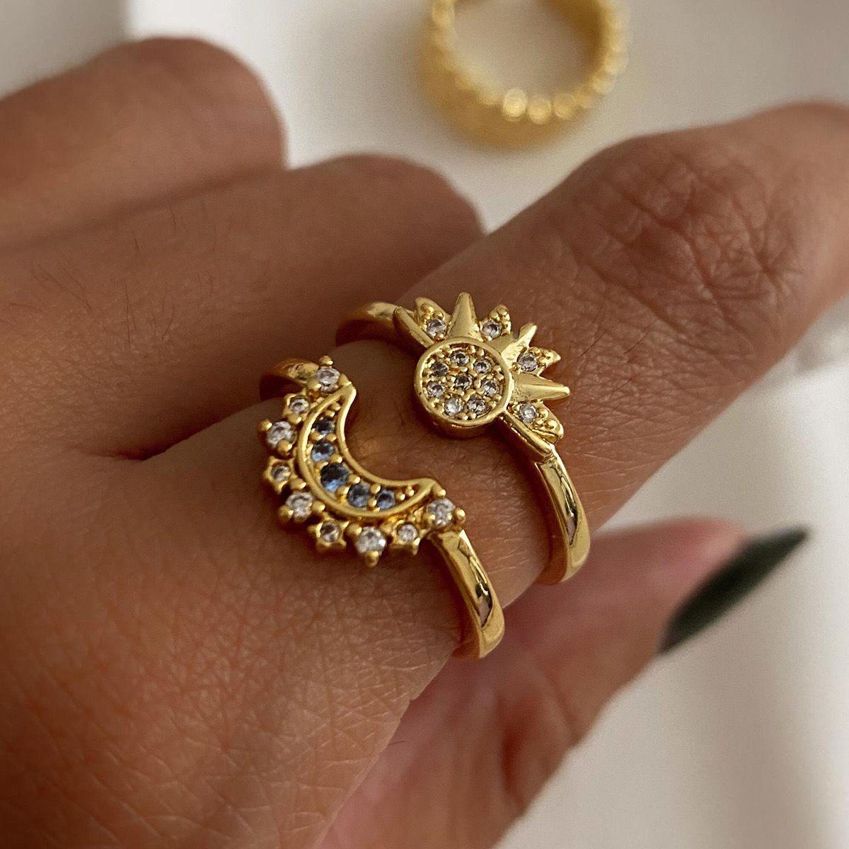 Mystic Crescent 18k Gold Plated Ring