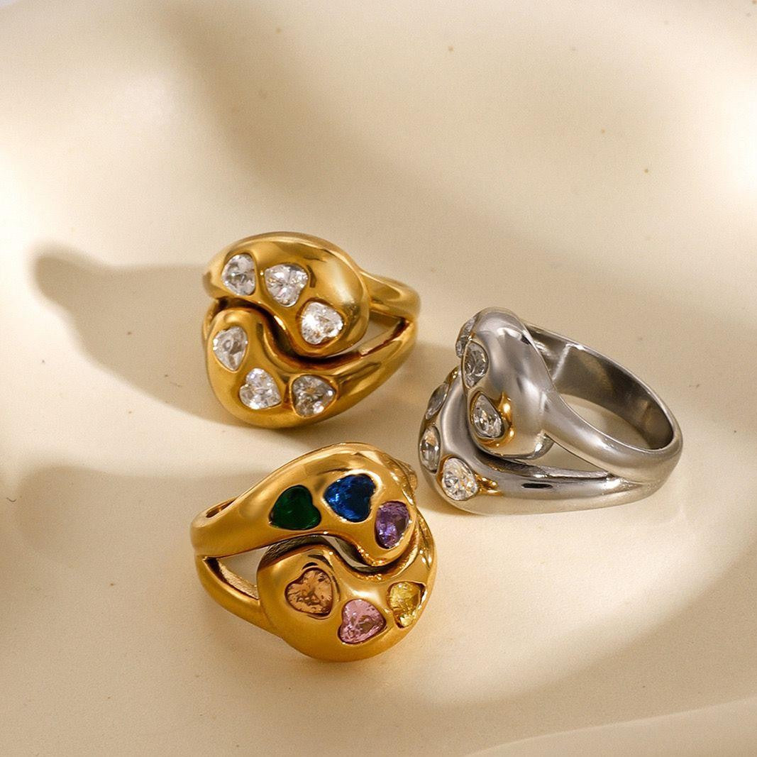 Stacked Pulse 18k Plated Gold Ring