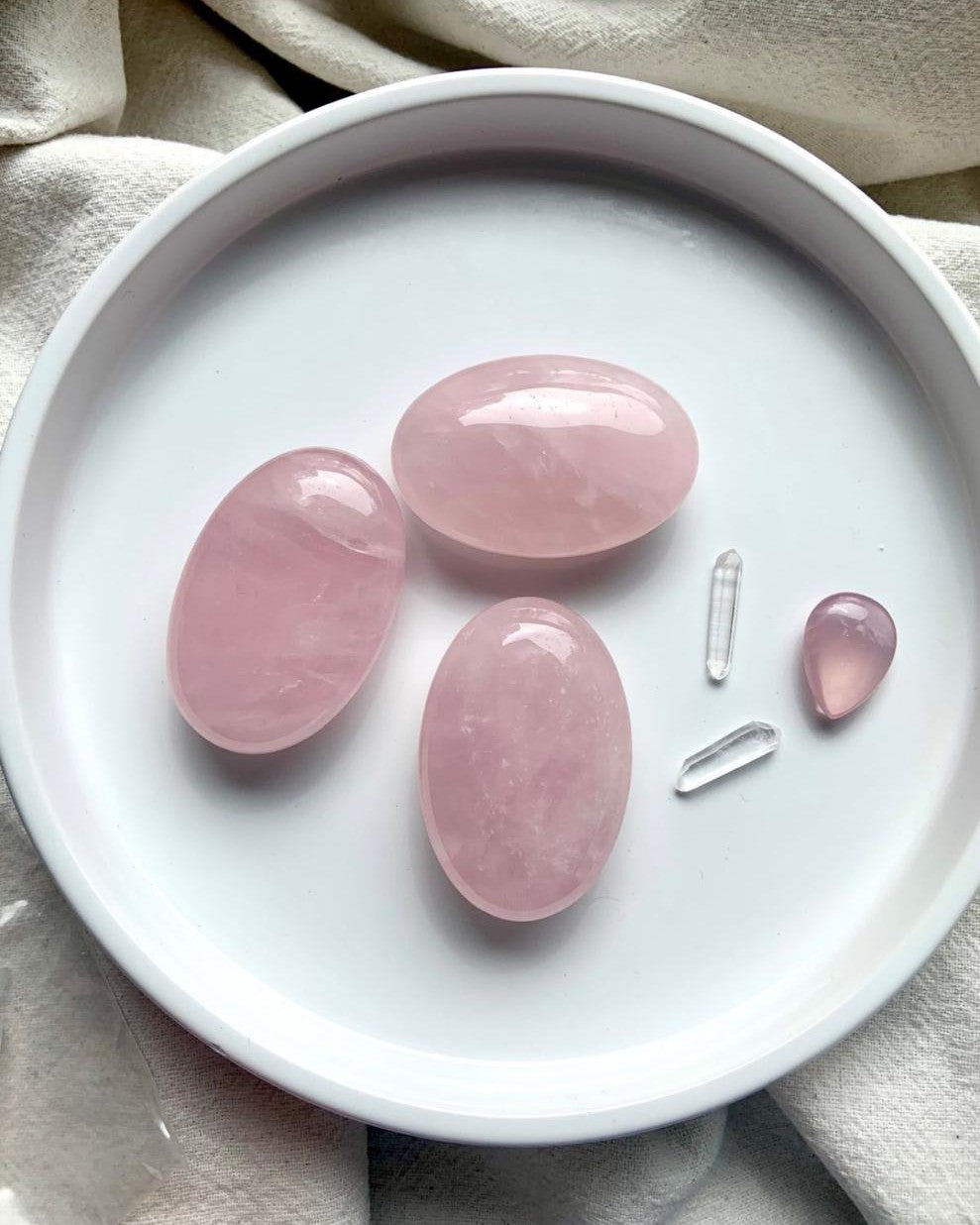 Polished Pink Rose Quartz Palm Stone