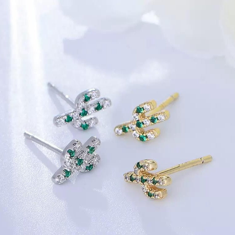 Cactus Studs 18k Plated Gold Earrings