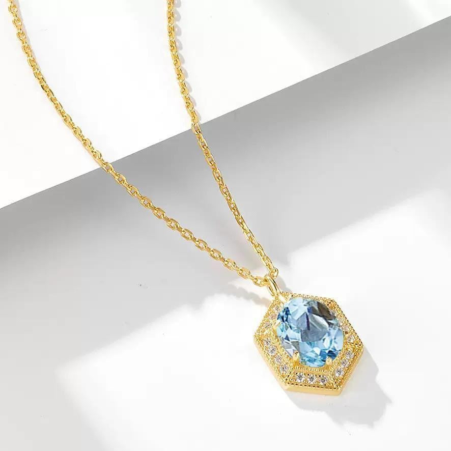 Precious Stone 18k Plated Necklace