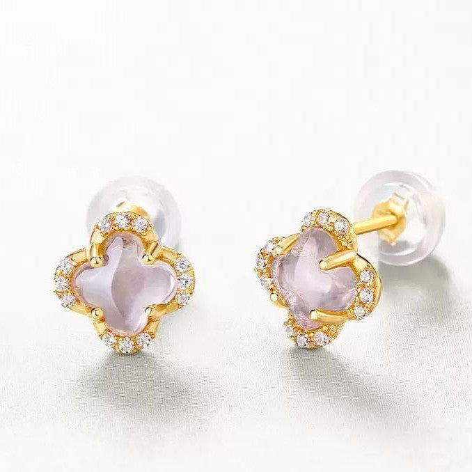 Pink Crystal Studs 18k Plated Earrings