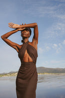 Storm Midi Dress Brown