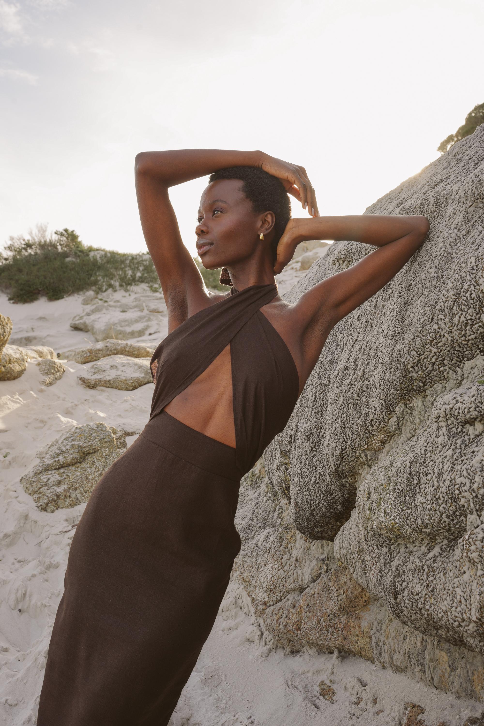 Storm Midi Dress Brown