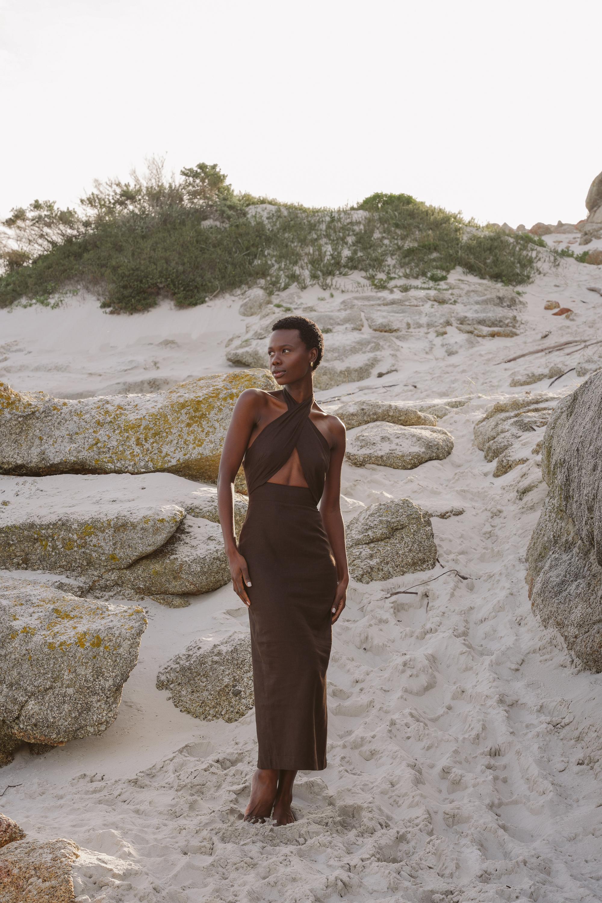 Storm Midi Dress Brown