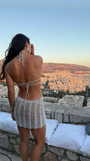 Athena Crochet Dress Grey