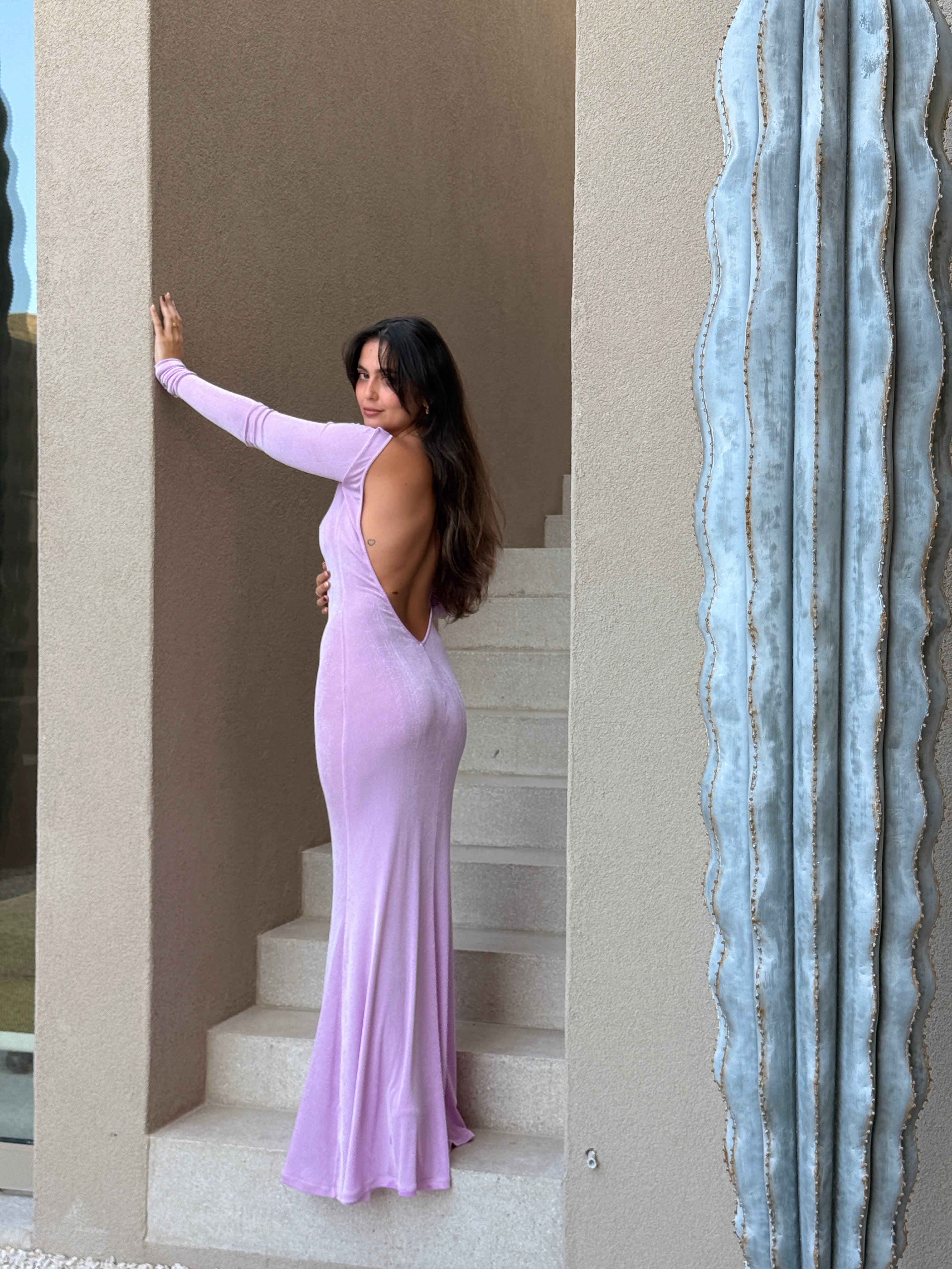 Isola Backless Maxi Dress Orchid