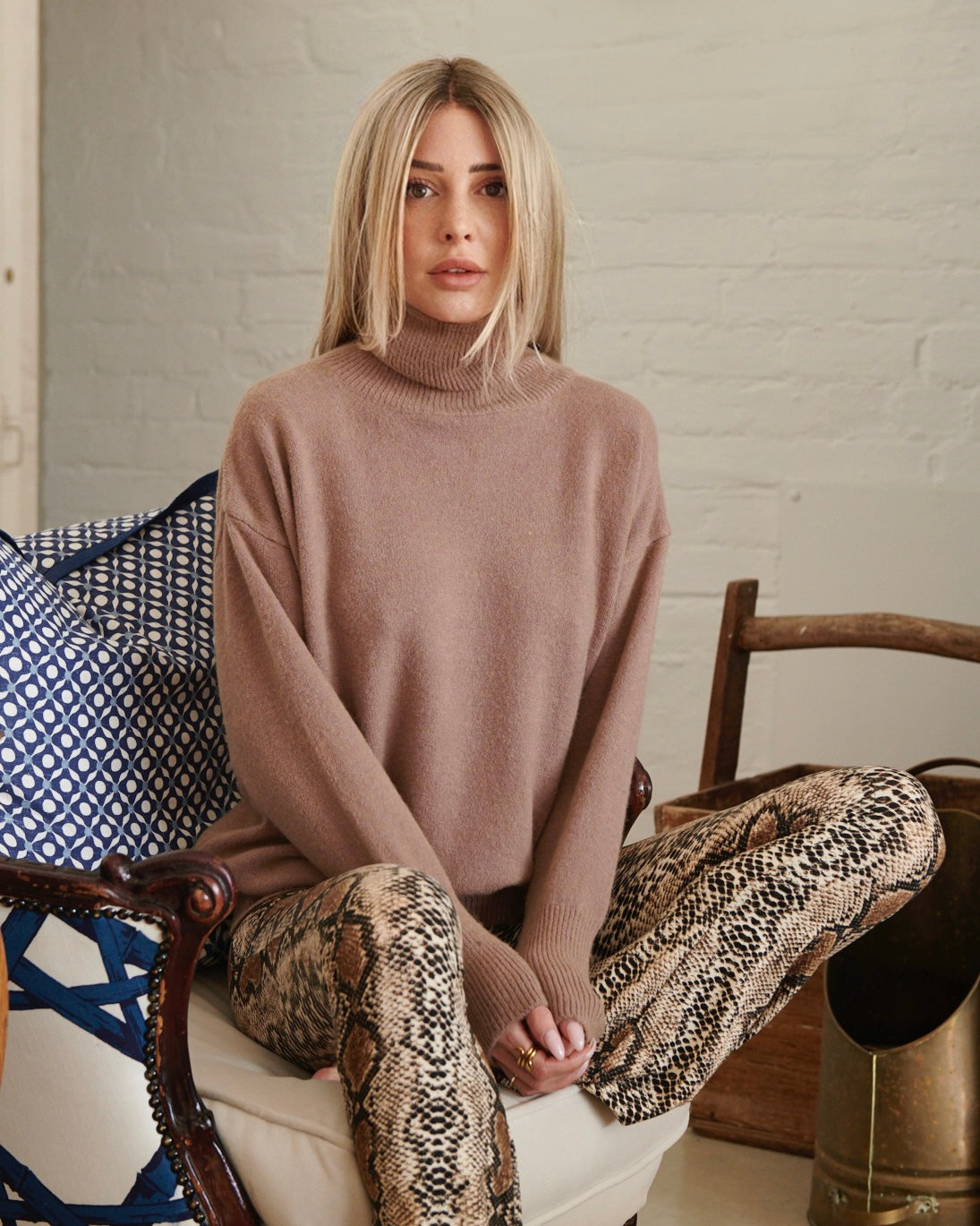 TLC Oversized Polo Neck Jumper Knit Caramel