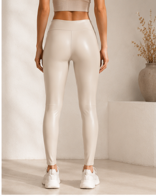 Vegan Leather Leggings Cream