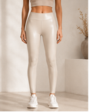 Vegan Leather Leggings Cream