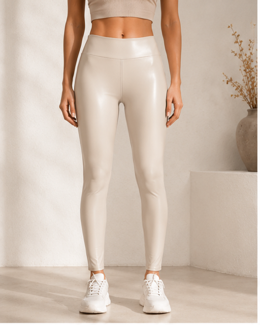 Vegan Leather Leggings Cream