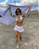 Drawstring Crochet Skirt White