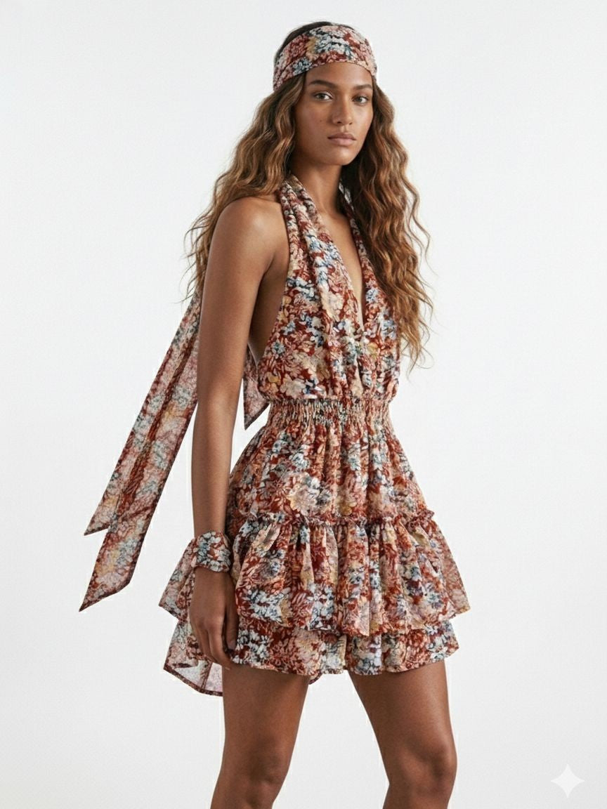 Infinity Dress Short Amber Floral