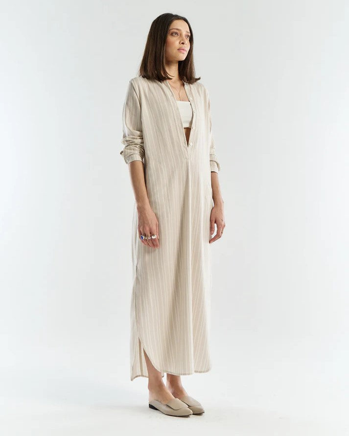 Athena Dress Natural Stripes