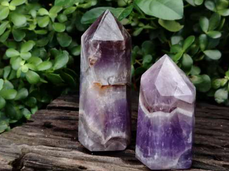 Polished Chevron Amethyst Points Medium Madagascar