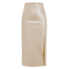 Femme Fatale Midi Skirt Pu Leather Cream