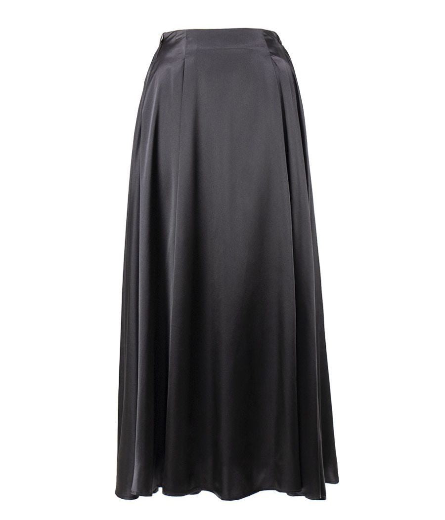 Worth The Wait Satin Skirt Black